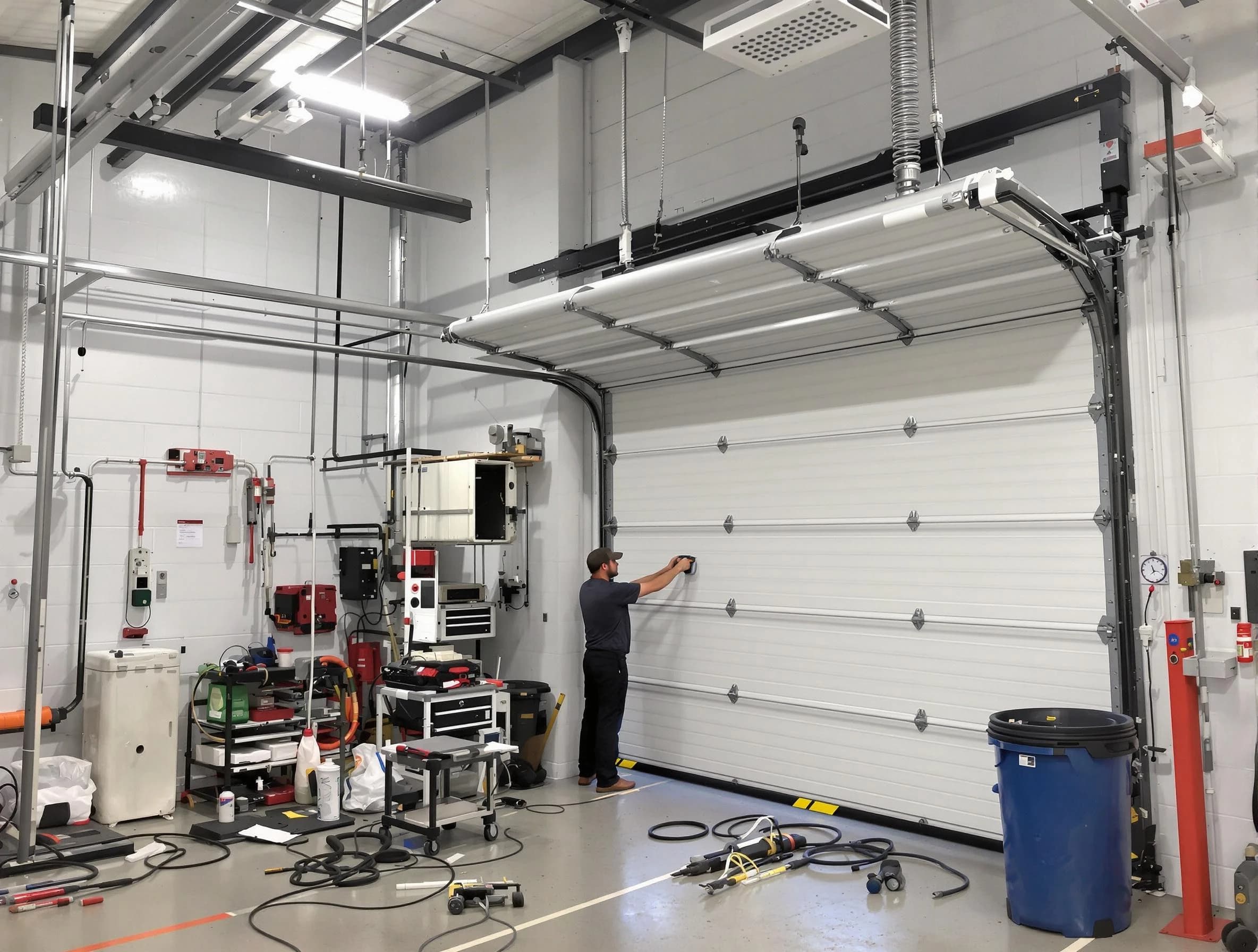 Casa Grande Garage Door Repair certified technician performing commercial door repair at a Casa Grande business facility