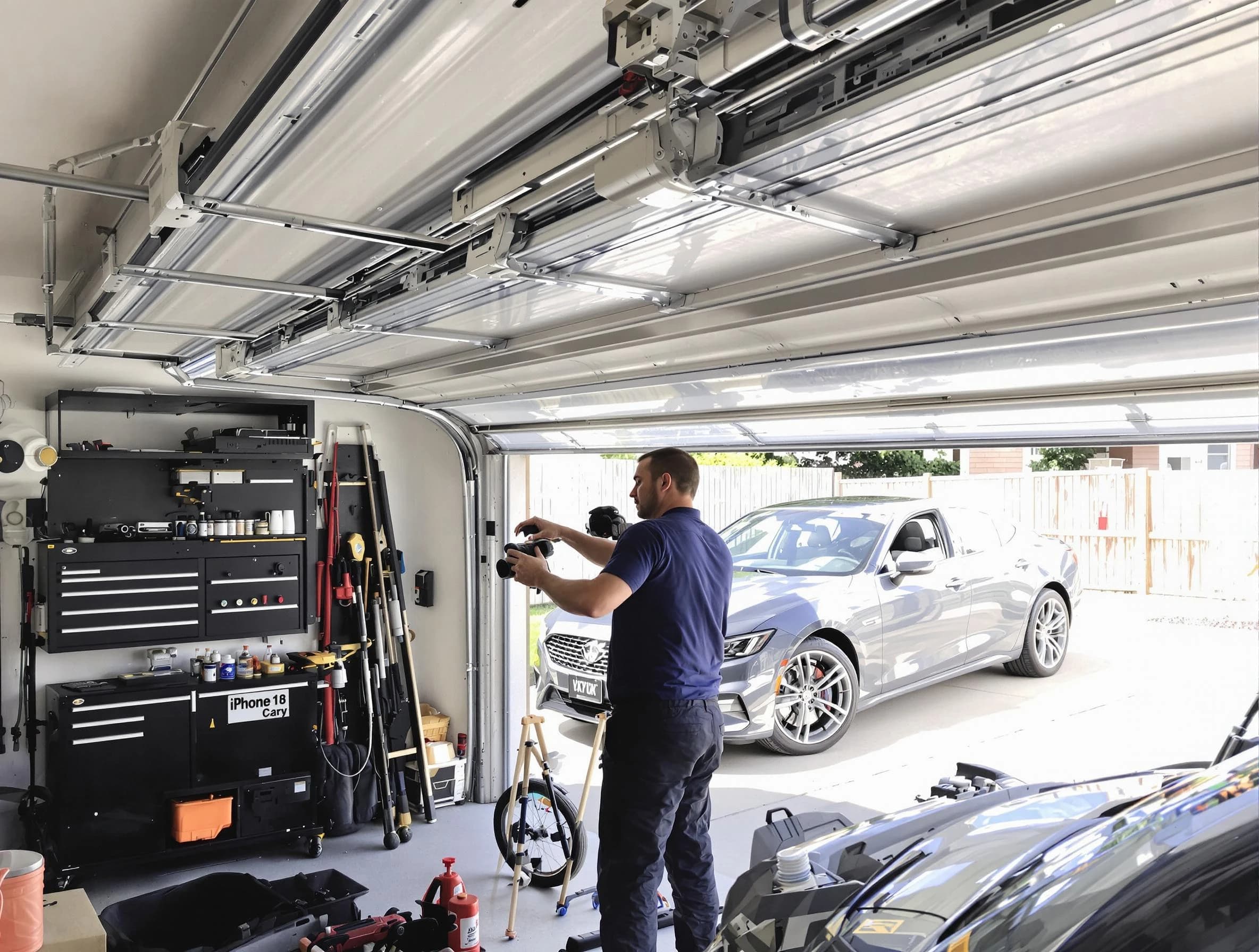 Casa Grande Garage Door Repair technician fixing noisy garage door in Casa Grande