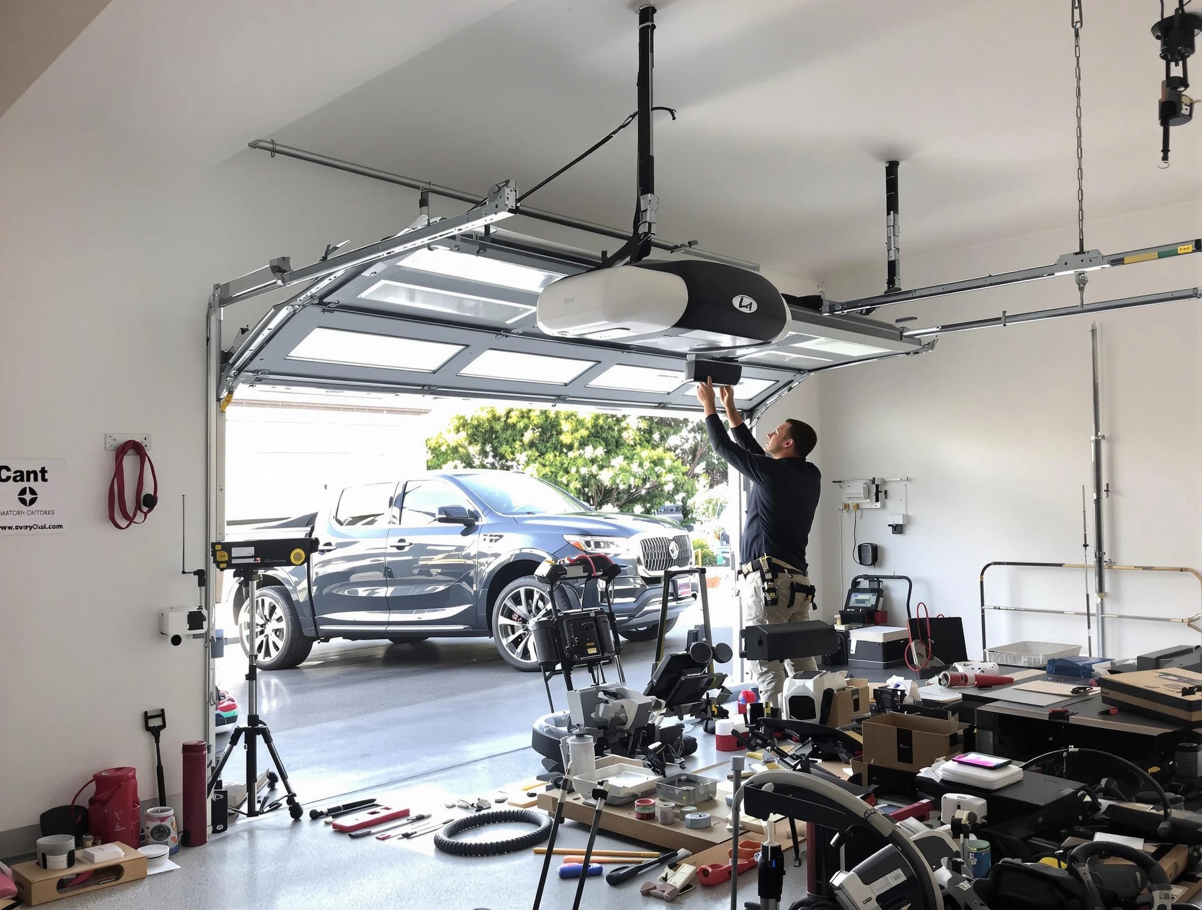 Casa Grande Garage Door Repair specialist installing smart garage door opener system in Casa Grande home