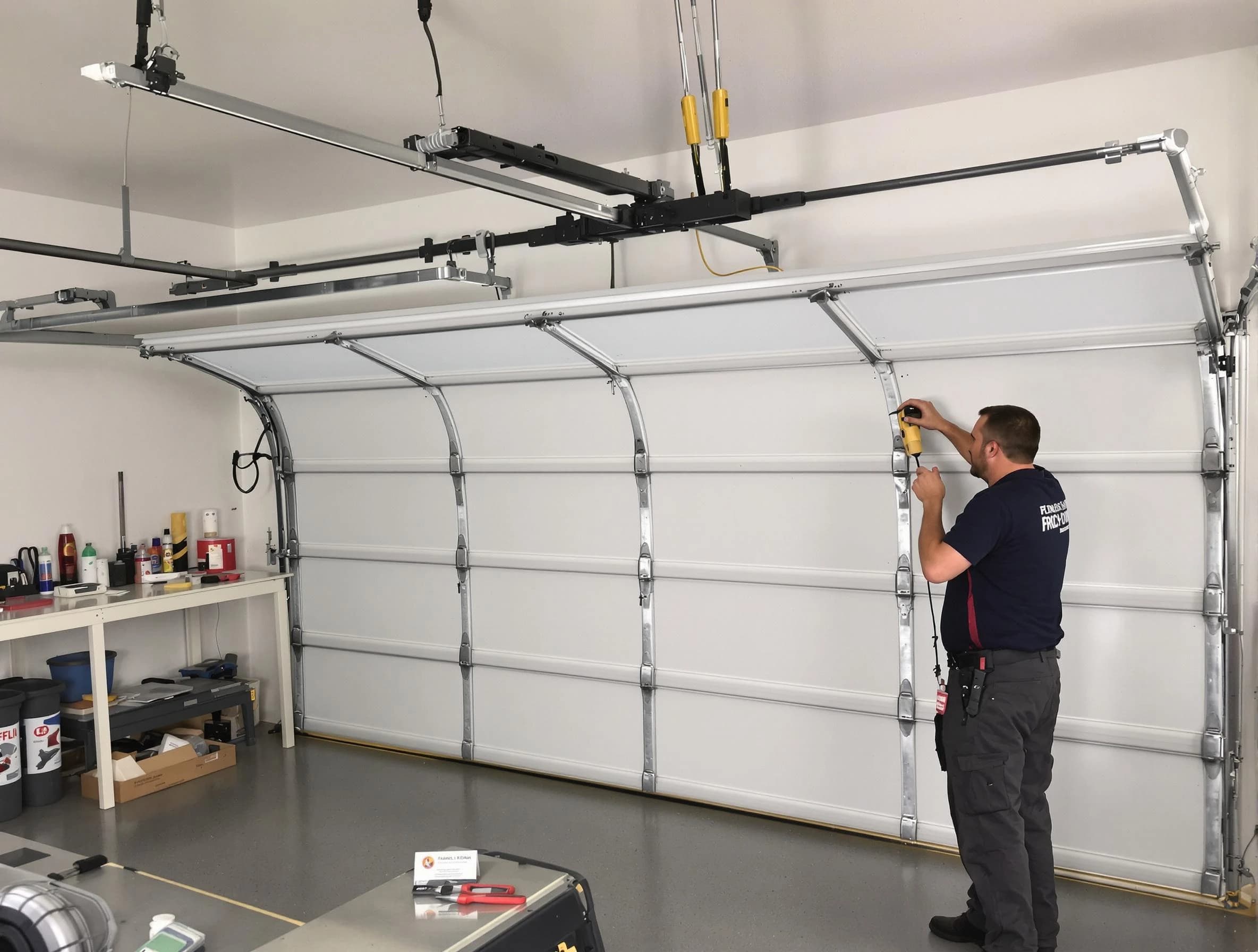 Casa Grande Garage Door Repair certified technician performing overhead door system repair in Casa Grande